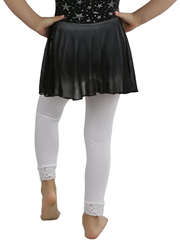 ToBeInStyle Girl\'s Girls Opaque Leggings With Lace Trim - White - M - Thumbnail 5