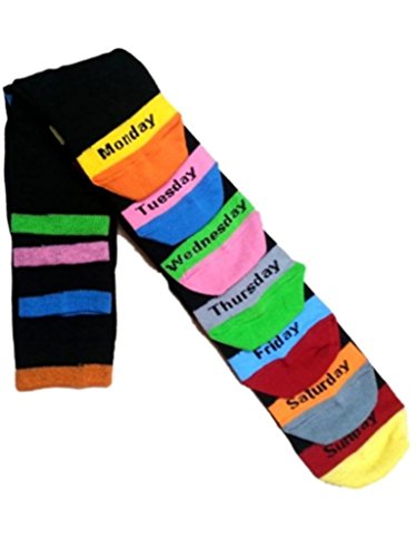 Calcetines de algodón para hombre, 7 días, 6 – 11 m, 10713 (6 – 11, negro, naranja, azul, morado, lima, rojo, denim, amarillo)