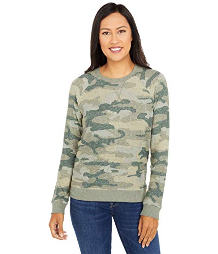 Lucky Brand Women's Long Sleeve Crew Neck Camo Print Sweatshirt, Green Multi, M