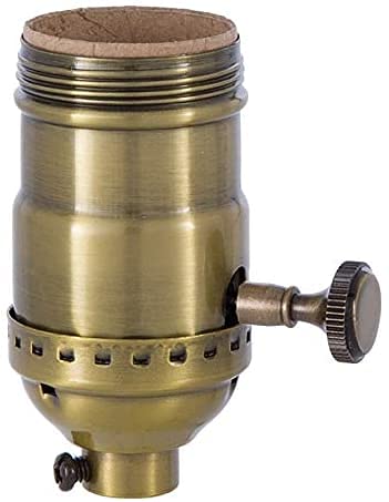 B&P LampBrass Turn Knob Early Electric Style Lamp Socket, Antique Brass Finish, On/Off Function, Uno Thread Shell