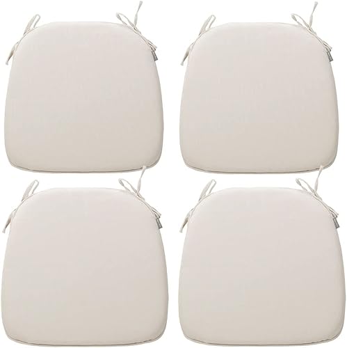 Juego de 4 cojines para sillas de exteriores e interiores de 17 x 16 x 2 pulgadas con lazos, impermeables, para todo tipo de clima, decoración para