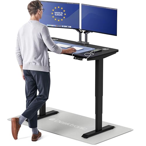 Image of Desktronic HomePro Standing Desk 48x24 - Made in Europe, Ergonomic Sit Stand Home Office Desk, Electric Height Adjustable, Dual Motor, USB & USB-C Charging, Wobble-Free, Touchscreen, 3 Memory Presets