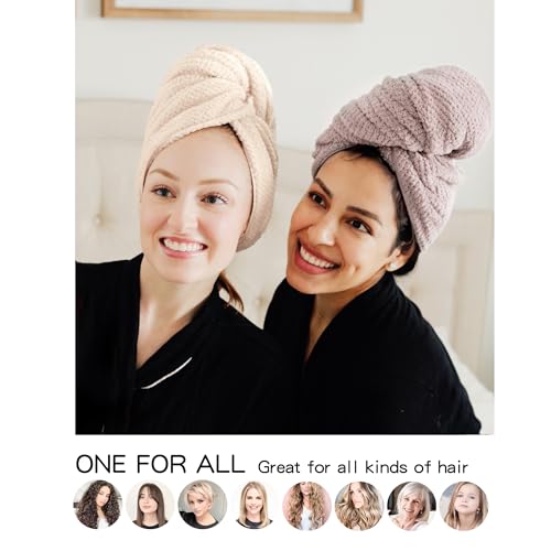 Image of ROLSHOL 2 Packs Large Microfiber Hair Towels for Women, Super Absorbent & Quick Dry Hair Towel Wrap for Curly Hair Long & Short Hair- Anti-Frizz Hair Turbans for Wet Hair (Mauve & Clay)