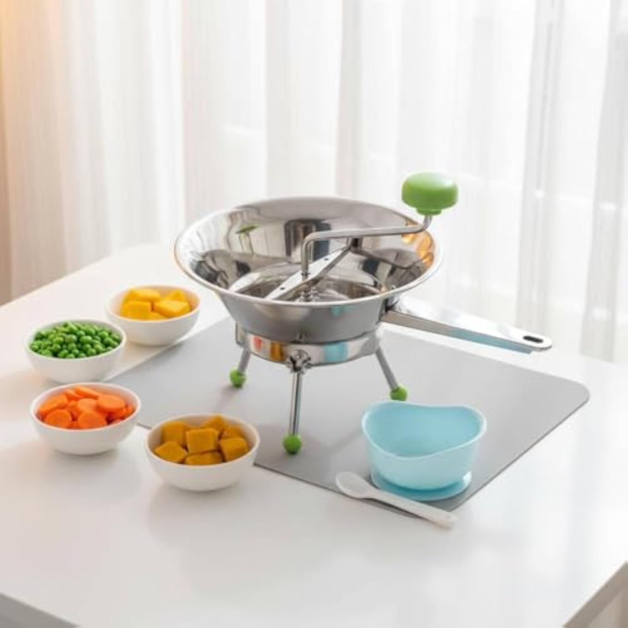 Compact Hand-Operated Stainless Steel Food Grinder, Small