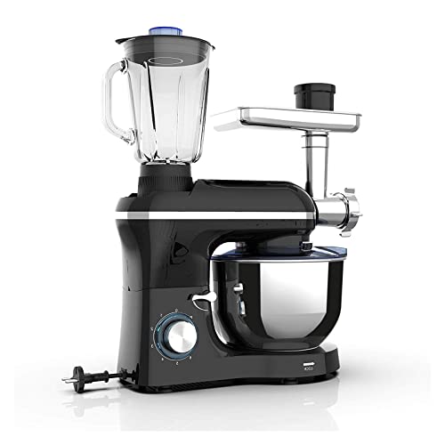 6.5 QT Stand Mixer 850W Kitchen Food Standing Mixer with 6 Speed and Pulse, 3 in 1 Home mixer with Stainless Steel Bowl, Dough Hook, Whisk, Beater, Meat Blender and Juice Extractor Black