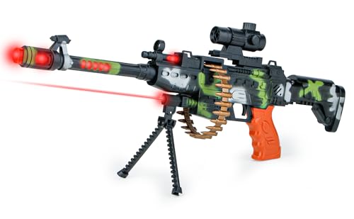 Image of zest 4 toyz 25 Musical Army Style Toy Gun for Kids with Music, Lights and Laser Light (Multi Color)
