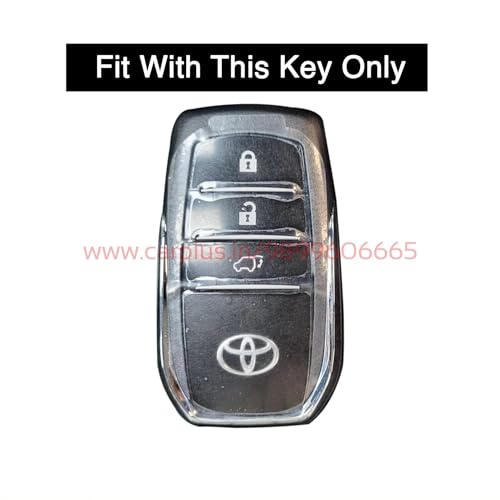 Image of KMH Metal Key Cover Compatible with Toyota Fortuner, Legender, Innova Hycross, Invicto 3 Buttons Smart Keycover with Keychain Key Shell Case Holder Protector Accessories (ABS) Pack of 1