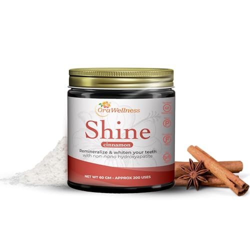 OraWellness Shine Remineralizing Tooth Powder with Hydroxyapatite, Made in The USA, Flouride Free Tooth Repair, Natural Teeth Whitening Powder, Teeth Polish & Stain Remover, Cinnamon