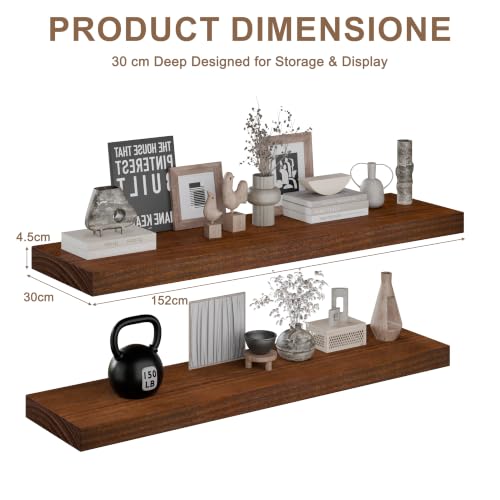 Image of 60in Floating Shelves, 2-Pack 12in Deep Wall Shelf