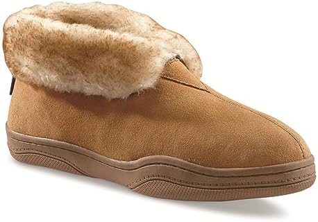 Guide Gear Mens Bootie Slippers, Suede Soft Cushioned Bedroom House Shoes with Rubber Sole and Wool Blend Lining for Indoor Outdoor Use | Image 1