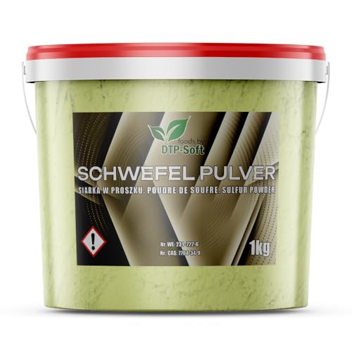 DTP-SOFT Schwefelpulver Anorganisch 99 9% Sulfur fein gemahlen im Eimer (1KG)