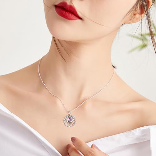 APOTIE Scottish Thistle Celtic Knot Necklace Sterling Silver Thistle Flower Pendant Jewelry Gifts for Women2