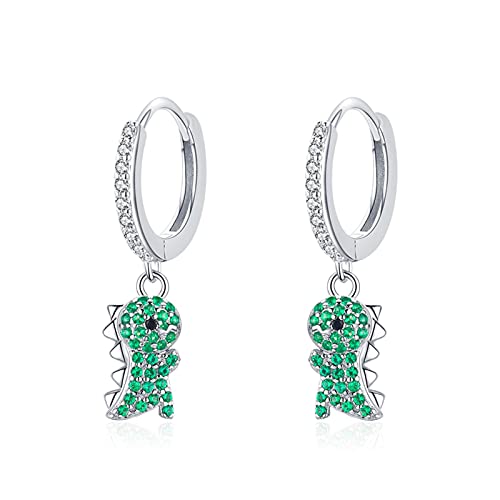 Boucles d'oreilles en argent sterling 925 et CZ clair, bijoux fins dinosaure