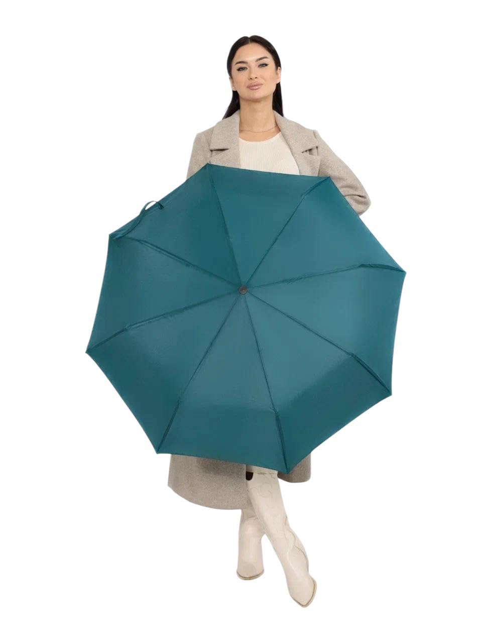 Windproof Travel Umbrella - Compact, Light, Full Automatic Open/Close - Folding Backpack Umbrella for Rain & Sun UV Preotection For Men & Women, Unbreakable 8 Fiberglass Ribs UK Design (Teal)