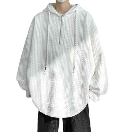 Men's Solid Loose Fit Hooded Sweatshirt Casual Streetwear Pullover Fall Spring Plus Size