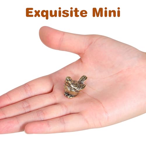 Estatua pequeña de pájaro de bronce dorado retro miniatura 3