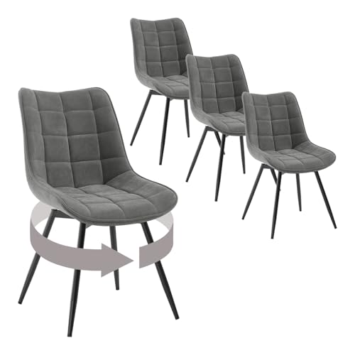 WOLTU Esszimmerstühle drehbar 4er Set Küchenstuhl Polsterstuhl Wohnzimmerstuhl Sessel mit Rückenlehne, Sitzfläche aus Samt, Metallbeine, Dunkelgrau EZS87dgr-4 WOLTU Esszimmerstühle drehbar 4er Set Küchenstuhl Polsterstuhl Wohnzimmerstuhl Sessel mit Rückenlehne, Sitzfläche aus Samt, Metallbeine, Dunkelgrau EZS87dgr-4