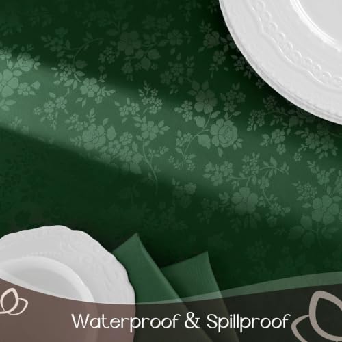 Image of Romanstile Waterproof Vinyl Tablecloth Rectangle, 60 x 84 Inch, Dark Green