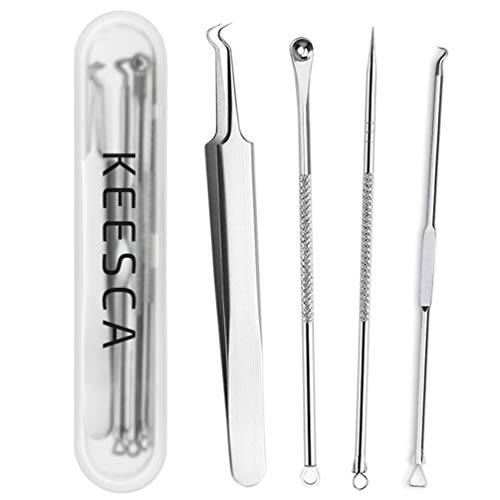 Blackhead Remover Kit,KEESCA Professional Surgical Extractor Instruments Best Acne Removal Set 4 PCS