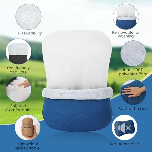 Camping Pillow with Removable Cover - Ultralight Inflatable Pillow for Camping Lightweight, Ergonomic and Washable for Camping, Hiking, and Travel Blue - Image 6