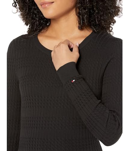Tommy Hilfiger Women's Adaptive Cable Crewneck Sweater With Wide Neck Opening3