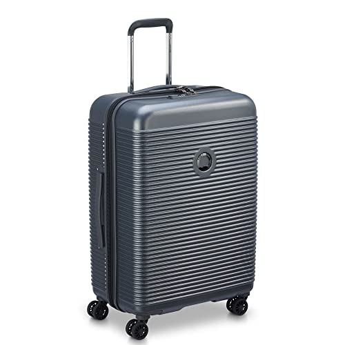 Image of DELSEY PARIS Freestyle 67 cms Medium Check-in Polycarbonate Hard Sided 8 Wheels Spinner Suitcase /Trolley Bag for Travel with TSA Lock- Graphite