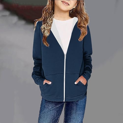 Girls Zip Up Hoodies Full-Zip Sweatshirts Jacket Preppy Clothes Fall Casual Oversized Hoodies with Pocket3