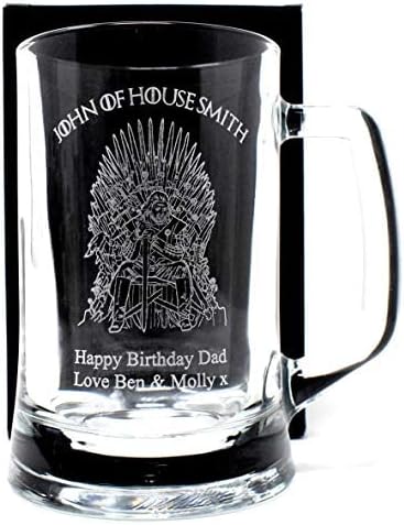 Regalo Personalised Engraved Pint Glass Tankard - Games of Thrones House Design (Cardboard Gift Box)