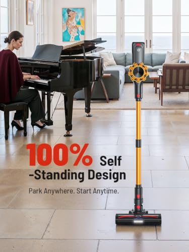 Image of CHEBIO Cordless Vacuum Cleaner, 550W /45Kpa Vacuum Cleaners for Home, Self-Standing&Anti-Tangle, 65Mins Stick Vacuum with LED Display, 8 in 1 Lightweight Vacuums for Hard Floor /Carpet /Pet Hair