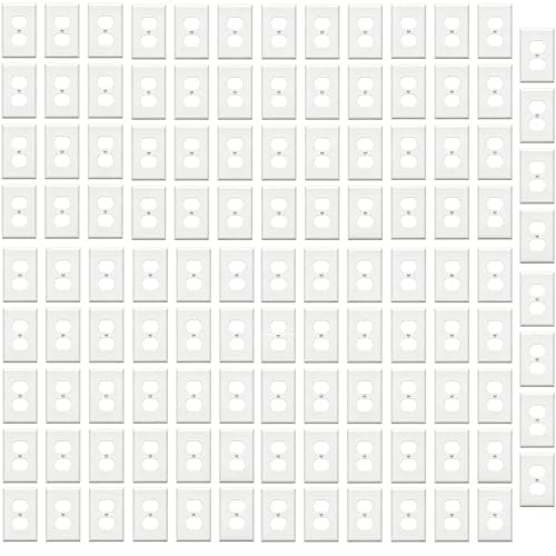 Image of ZEFTV Duplex Wall Plates 1-Gang Switch Outlet Electrical Cover Plate Unbreakable Thermoplastic Faceplate for Light Receptacle Outlet Switch, White (100 Pack)