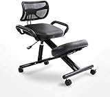 Büro-Schreibtisch-Stuhl Ergonomische Kniestühle, Metall-Bürostuhl mit Rückenlehne und Armlehne PU-Haltungskorrektur-Kniehocker Orthopädischer Hocker