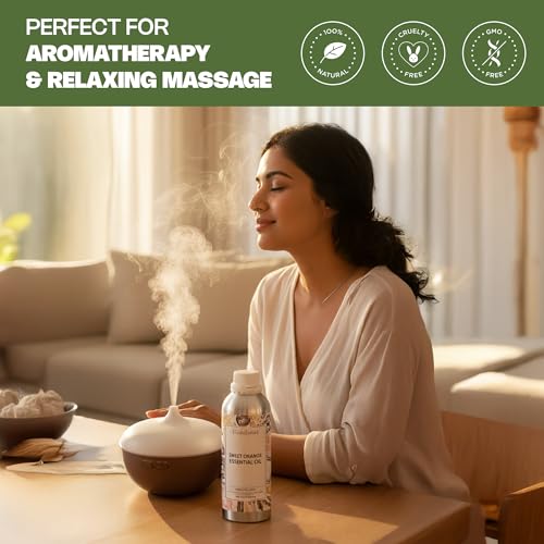 Image of VedaOils Sweet Orange Essential Oil | 100% Pure & Natural Cold Pressed Orange Oil for Skin, Hair & Aromatherapy | Orange Fragrance Oil for Diffuser, Candle Making, Soap & Air Freshener | 100ml