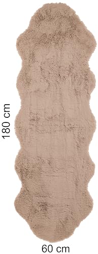Brandsseller Lammfellimitat-Teppich 60x180 cm XXL – Flauschiger Hochflor Teppich aus Kunstfaser – Weiche, warme Deko-Auflage für Boden, Sofa, Sessel & Bett – Waschbar – Für Indoor & Outdoor – Grau