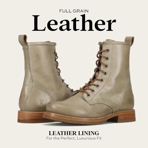Image of Frye Veronica Women's Combat Boots Crafted from Hand-Burnished Vintage Italian Leather with Genuine Stitch-Down Welt Construction and Leather Lining - 6 inch Shaft Height