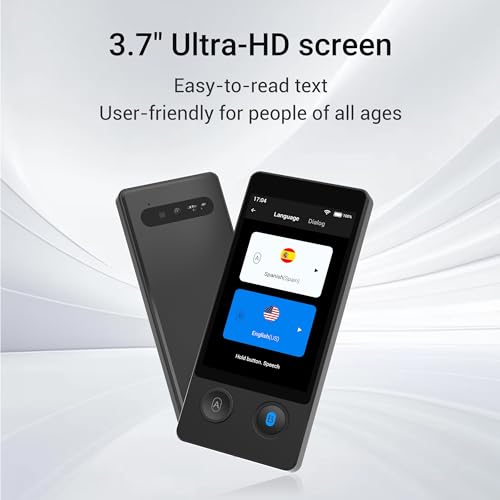 Anfier Translator Device W12S Support 144 Languages and Accents 98% High Accuracy Rapid Two Way Translation in 1s with Protective Case and Lanyard W12S Black