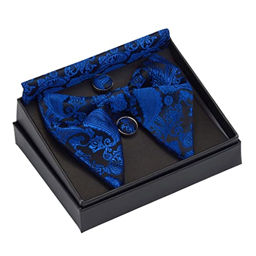 Set de corbata de lazo, pañuelo y gemelos para hombre