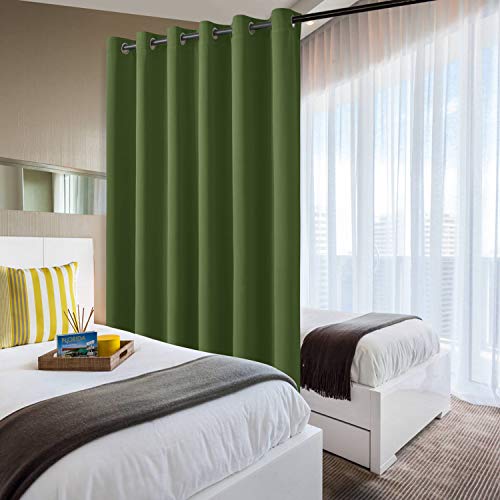 Image of DWCN Christmas Privacy Room Divider Blackout Curtain - Thermal Curtains for Patio Door, Living Room, Bedroom Partition, 1 Grommet Curtain Panel, 8.3ft Wide x 7ft Tall, Olive Green