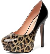 ROSERWISH Womens Round Toe Slip On Platform Patent Sexy Evening Party Stiletto High Heel Pumps Dr...