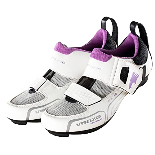 Venzo SH-NT02-39 Quality Women'S Bike Bicycle Road Cycling Triathlon Shoes With Clipless Sealed Bearing Look Delta Compatible Pedals & Cleats thumb #3