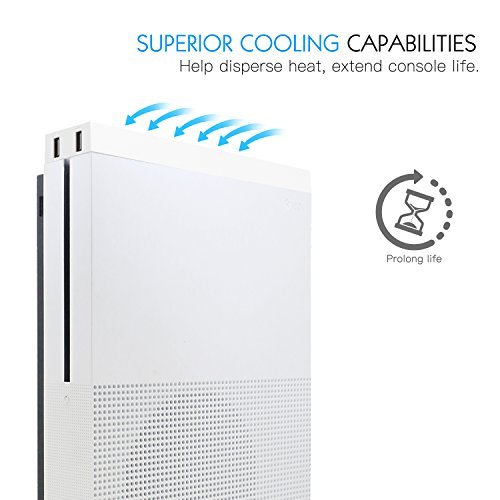 Moko Xbox One S Cooling Fan, Built-In 3 High Speed Fans, 2-Port Usb Charing & Data Syncing, L/H Fan Speed Switch For Xbox One S Gaming Console, White #TOP1