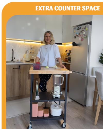 Image of Mythinglogic Foldable Kitchen Island Cart with Wood Top for Small Kitchens