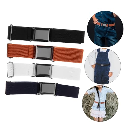 NOLITOY 4pcs Elastic Boys and Girls Belts Stretch Waistbands for Boys Girls Camel for Jeans School Uniforms4