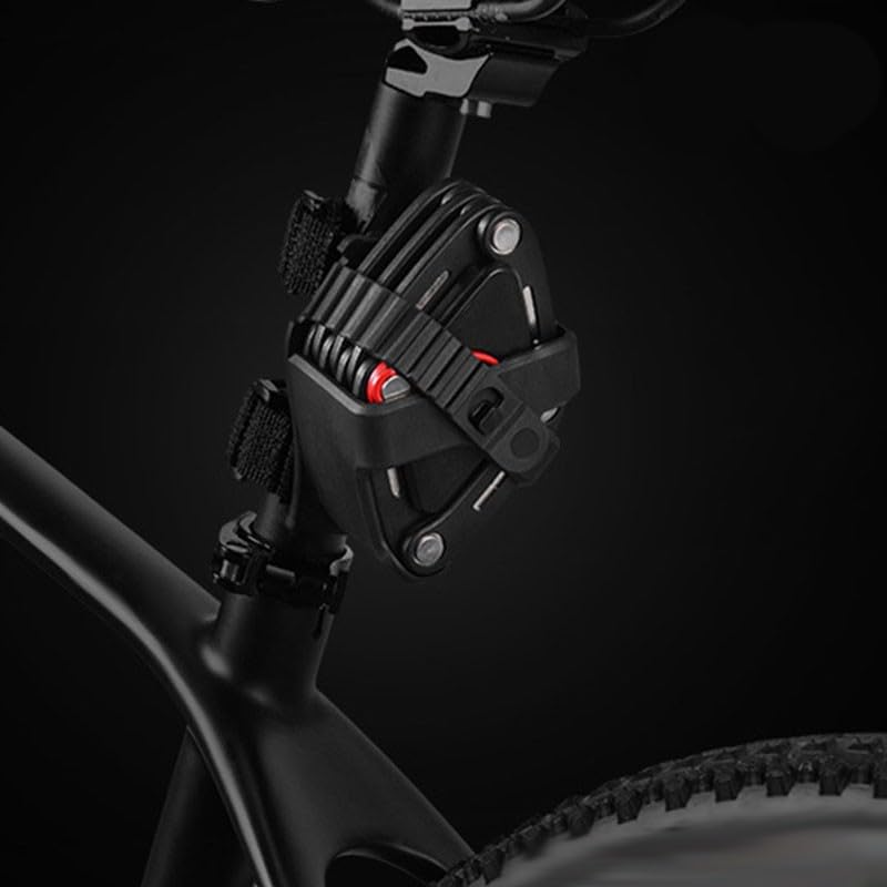 Lucchetto pieghevole per bicicletta, resistente in lega di zinco, antifurto con staffa di montaggio, catena flessibile da 83 cm, per bici da strada, mountain bike, nero