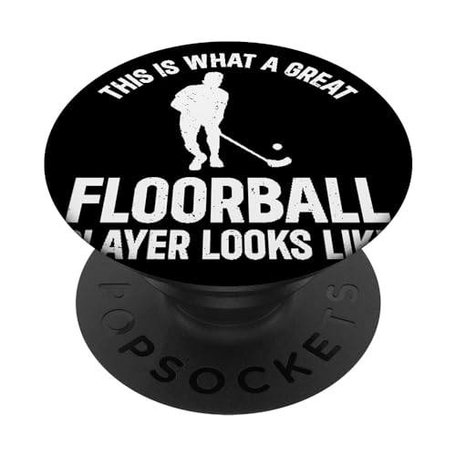 Unihockey Floorball - Great Floorball Player PopSockets Swappable PopGrip, Black