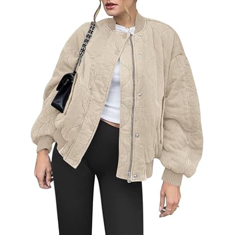 Yousify Women's Quilted Lightweight Jackets Zipper Winter Coats for Women 2024 Trendy Warm Khaki S Cover