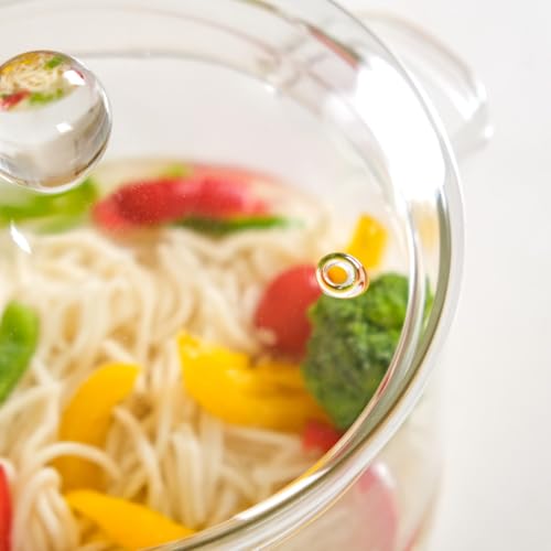 Image of Nestasia Borosilicate Glass Cooking Pot on Gas Stove (1750 ml) - Transparent Casserole with Air Vent Glass Lid | Microwave & Dishwasher Safe Durable Vessel for Kitchen