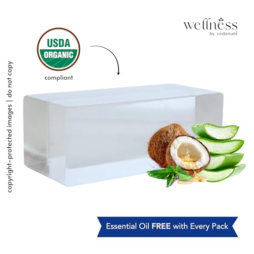 Image of VEDANUM Ayurscience 100% Natural and Organic Transparent Glycerine Soap Base - 800 Gm | Handmade Soap Making | SLES Free | pH Skin Friendly | Lab Tested