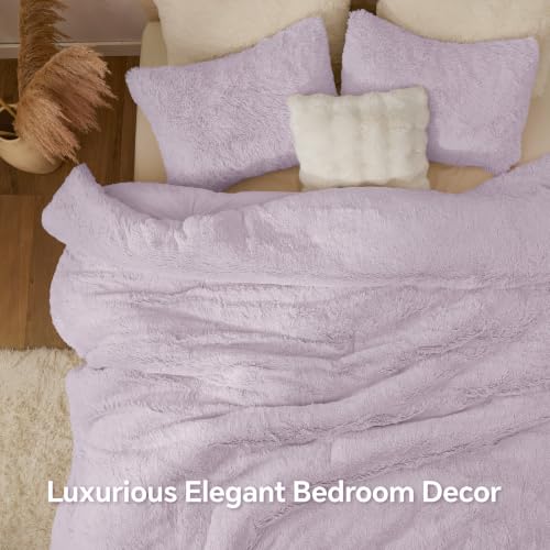 Image of BEDELITE Lavender Fluffy Comforter Set Queen, Fuzzy Faux Fur Comforter