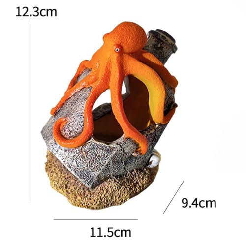 Image of Generic Aquarium Landscaping Octopus Decoration, Fish Tank Decor Ornament, Realistic Octopus Resin Crafted for Shrimp Crab to Rest /Breed /Hiding Caves Hideout (Grey), Gray