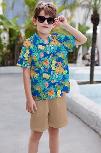 Image of Cromoncent Matching Hawaiian Outfits for Family, Dad and Son Matching Luau Beach Tropical Shirts Mommy Daughter Tropical Sets